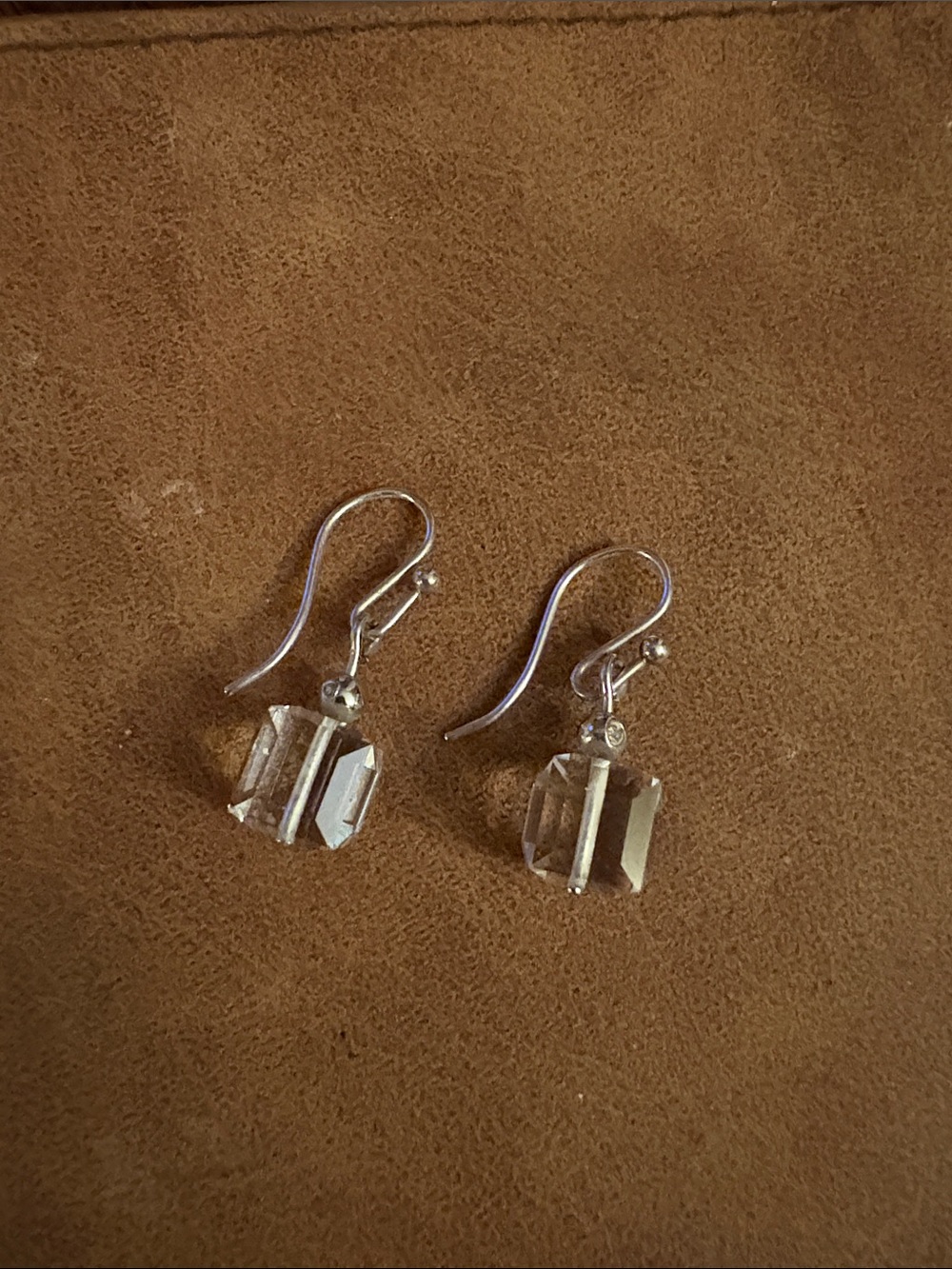 Swarovski Crystal Cube Drop Earrings Clear Cube Dangles - beautiful and elegant!
